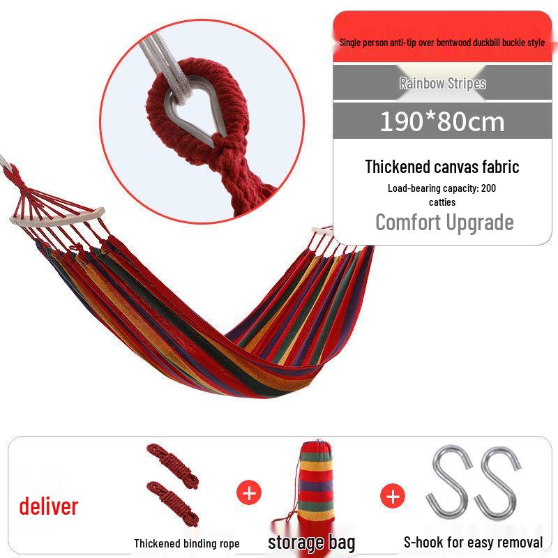 Rainbow Striped Portable Outdoor Hammock Chair for College Students