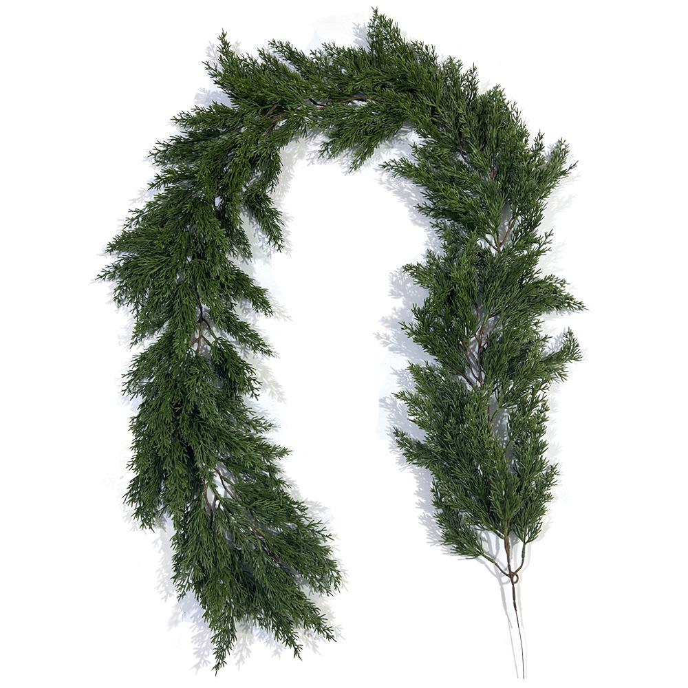 Artificial Christmas Cypress Pine Vine Décor with Plastic Greenery