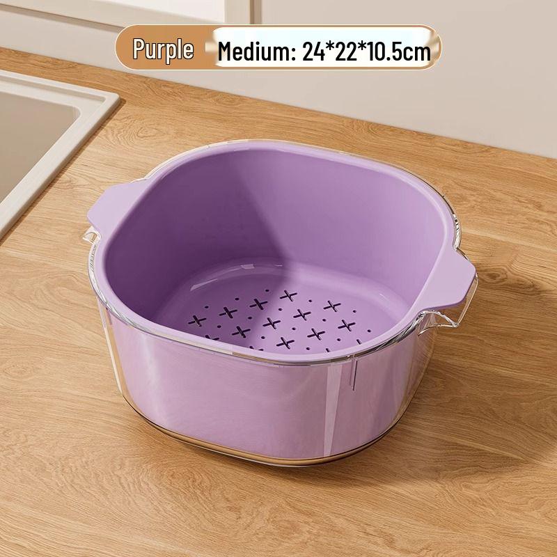 Double-Layer Kitchen Drain Basket for Fruits & Vegetables - Food-Grade Storage & Strainer