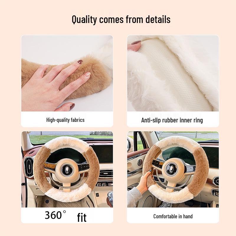 Winter Plush Non-Slip Steering Wheel Cover - Warm and Comfortable Protector
