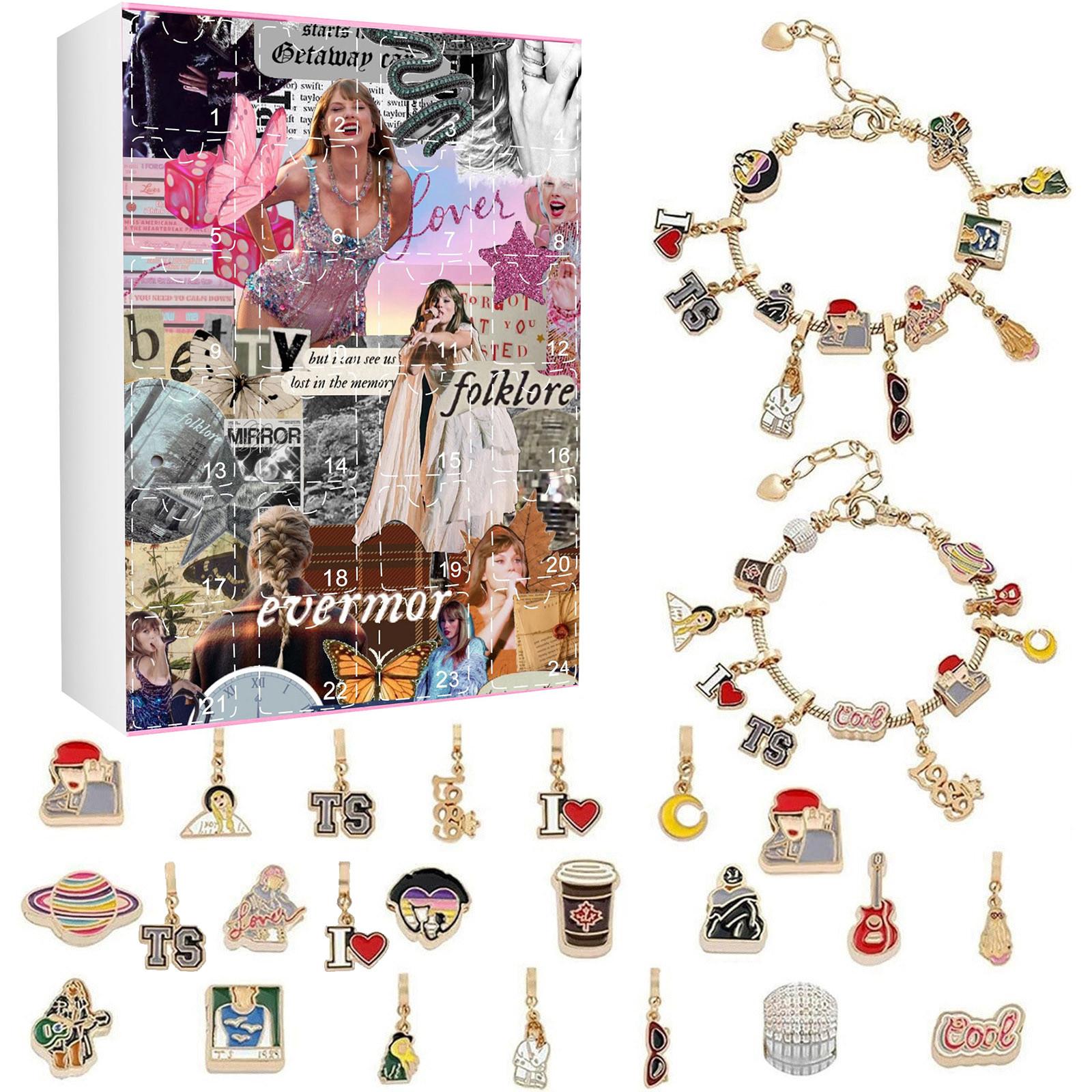 

Подарунки з адвент-календарем, набір для виготовлення браслетів своїми руками для дітей і дорослих, 24-денний різдвяний календар зі зворотним відліком, ювелірні подарунки One Size