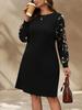 Dress, Women, Autumn and Winter, Plus Size, Round Neck, Long Sleeves, Printed Clothes, New Style, Casual Women's Clothing, Short Skirt