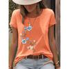 T-shirt Short Sleeved Women's Floral Print Round Neck Loose Short Sleeved T-shirt