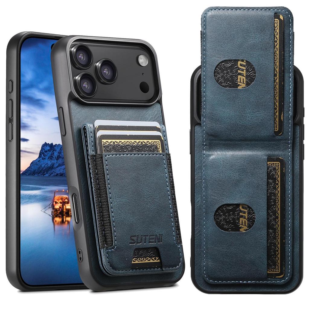 Compatible Leather Case for Apple 17 Pro Max, Google 10 Pro XL, Samsung - SIM Card Holder & Stand