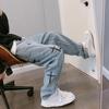 Spring Autumn Denim Pants Star Pattern Solid Color Zipper Fly Wide Leg Loose Jeans Streetwear