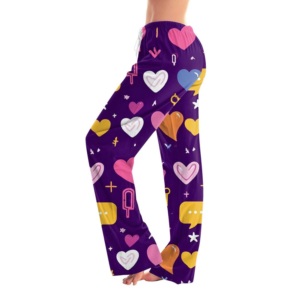 Women's Valentine's Day Heart,themed Casual Milk Silk Fleece Pants, Sleep Pants, Home Pants