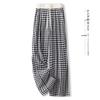Women's 2025 Spring/Autumn Plaid Wide-Leg Drape Pants - Color Block, Elastic Waist, Versatile Straight-Leg Style.