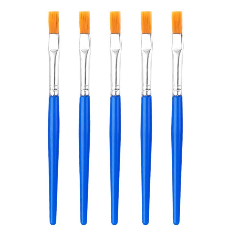 

5 шт. Дитячий пензель для малювання, нейлонова плоска головка, акриловий пензель для малювання аквареллю, гострий край пензля для малювання. flat 5pcs