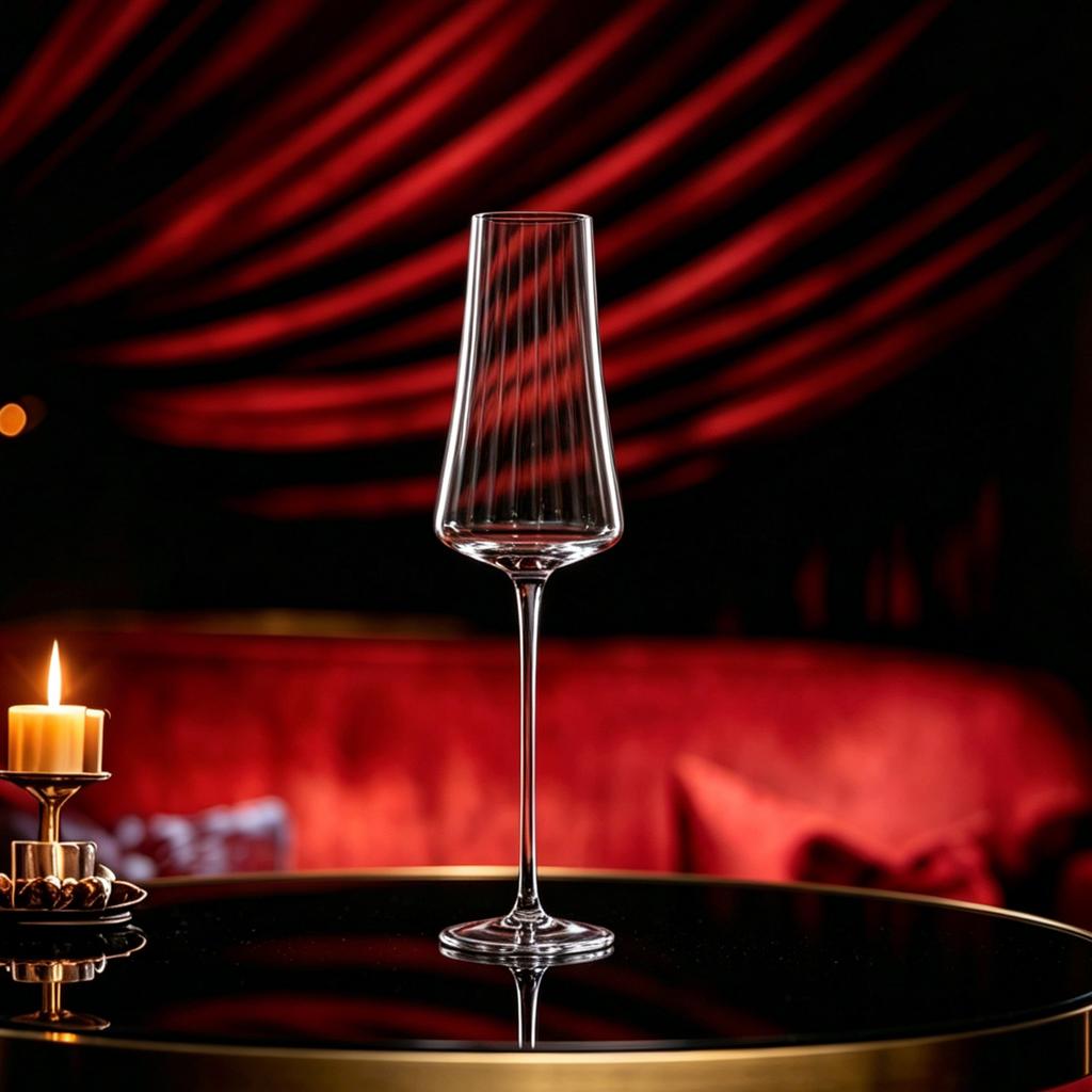 CRISON Boutique Series Crystal Glass High Footed Ribbed Champagne Glasses, Sparkling Glasses, Bar Cocktail Glasses