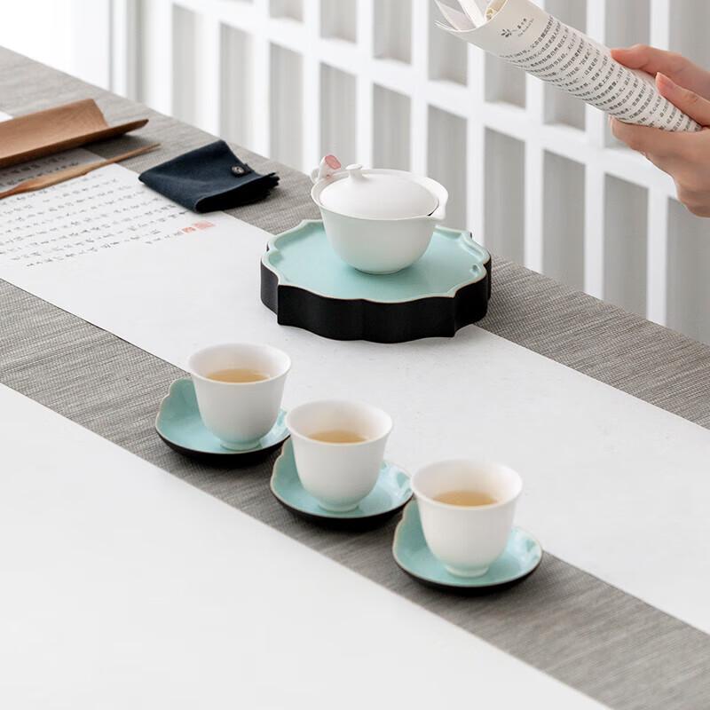 Edenus Ceramic Gongfu Gaiwan Tea Set with Tray