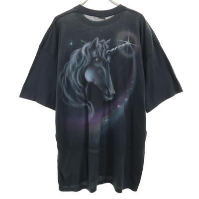 POCKET T-SHIRT 90s Made In USA Old Backpainted Unicorn Short Sleeve T-shirt Men's Used