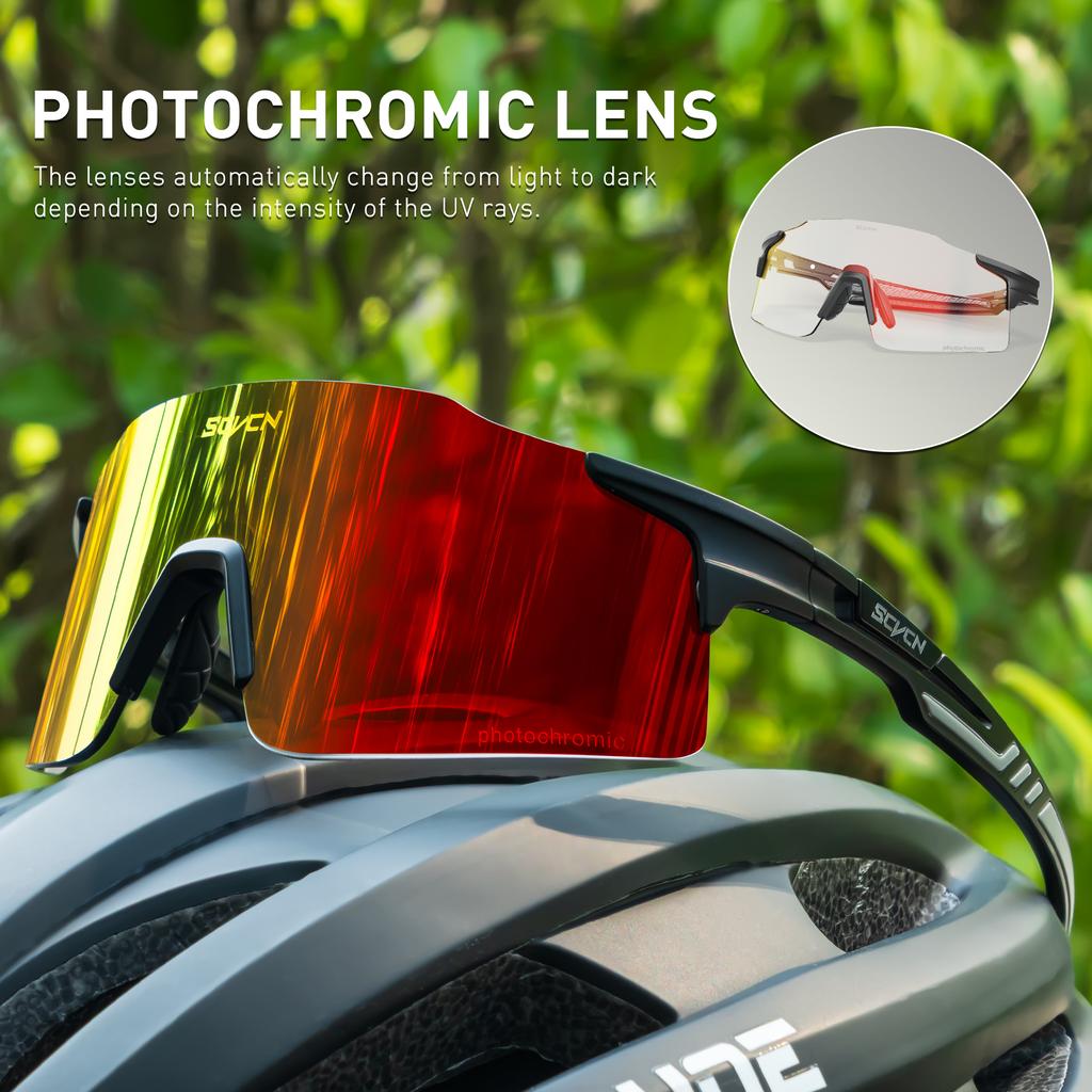 SCVCN Photochrome Radsportbrille Herren Sonnenbrille Outdoor Radfahren Rennrad Mountainbike Brille und Damen Freizeit Wandern Winddicht