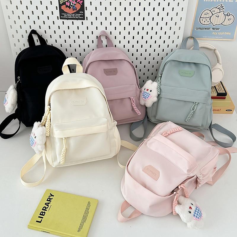 Color Solid Student Schoolbag Large Capacity Backpack Outdoor Leisure Bag Travel