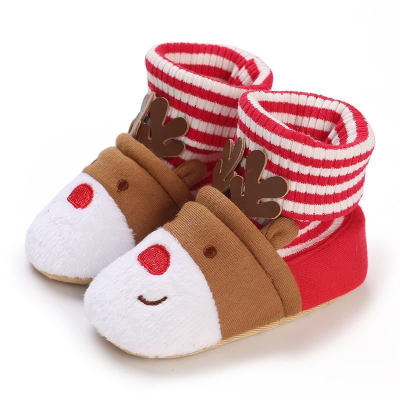 Christmas Newborn Baby Shoes Boys Girls Toddler First Walkers Soft Bottom Infant Flats Warm Snow Boots 0-18Months