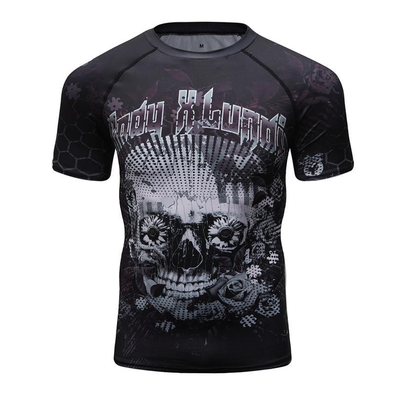Nouveau Homme Manches Courtes Sport Chemise Homme Séchage Rapide MMA T-shirts Collants de Compression Homme Impressions 3D T-shirts Tops Salles de Sport Musculation Rashguard