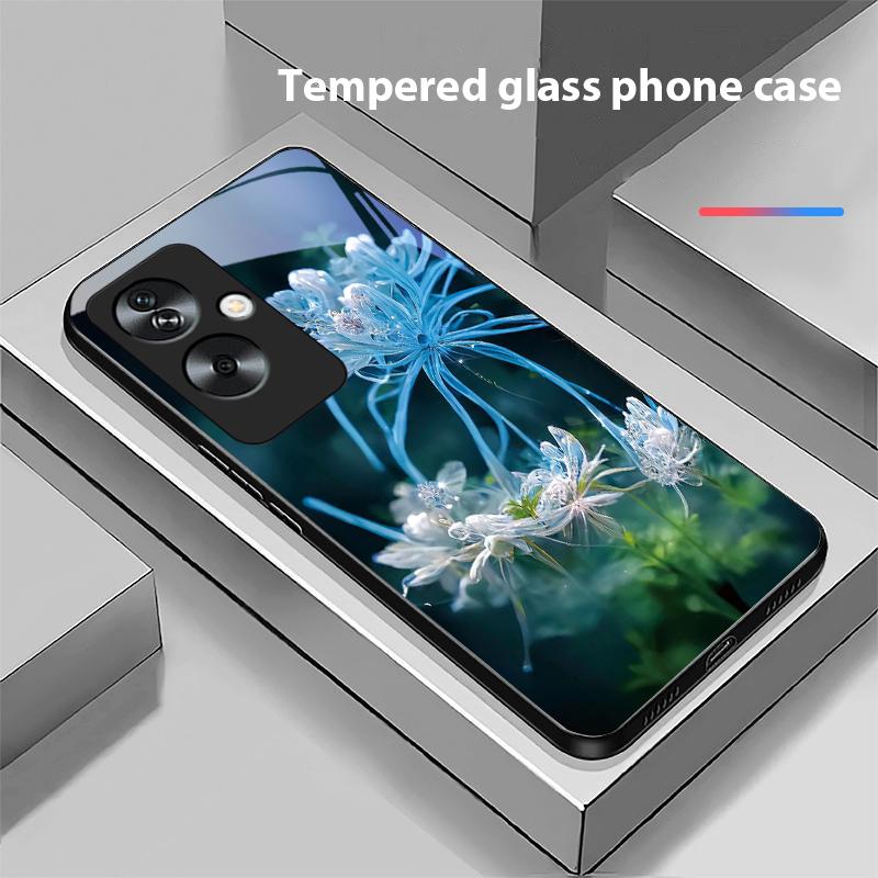 

Золотой Пион Зеленый Для Oppo A79 5G 58 78 74 60 4G Reno 11F Realme GT 6 11 Note 50 10 C55 X2 Закаленное Стекло Черный Чехол для Телефона For OPPO A60 4G