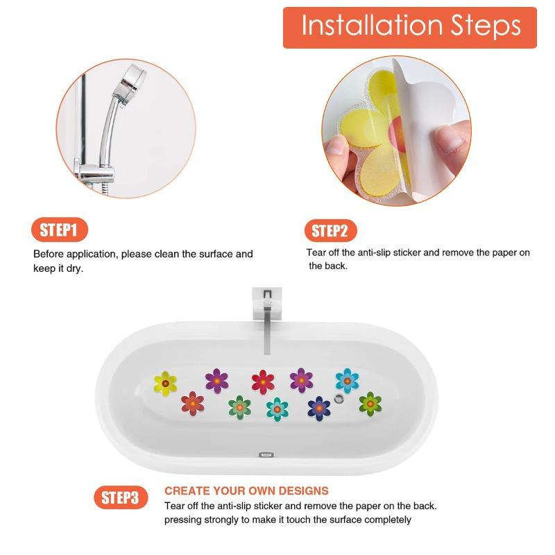 10PCS Colorful flower bathtub anti slip stickers shower floor anti slip stickers bathroom PEVA anti slip stickers