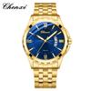 Fashion Golden Business Men Watches Round Dial Calendar Display Men's Wristwatch Luminous Stainless Steel Band Man Watch CHENXI