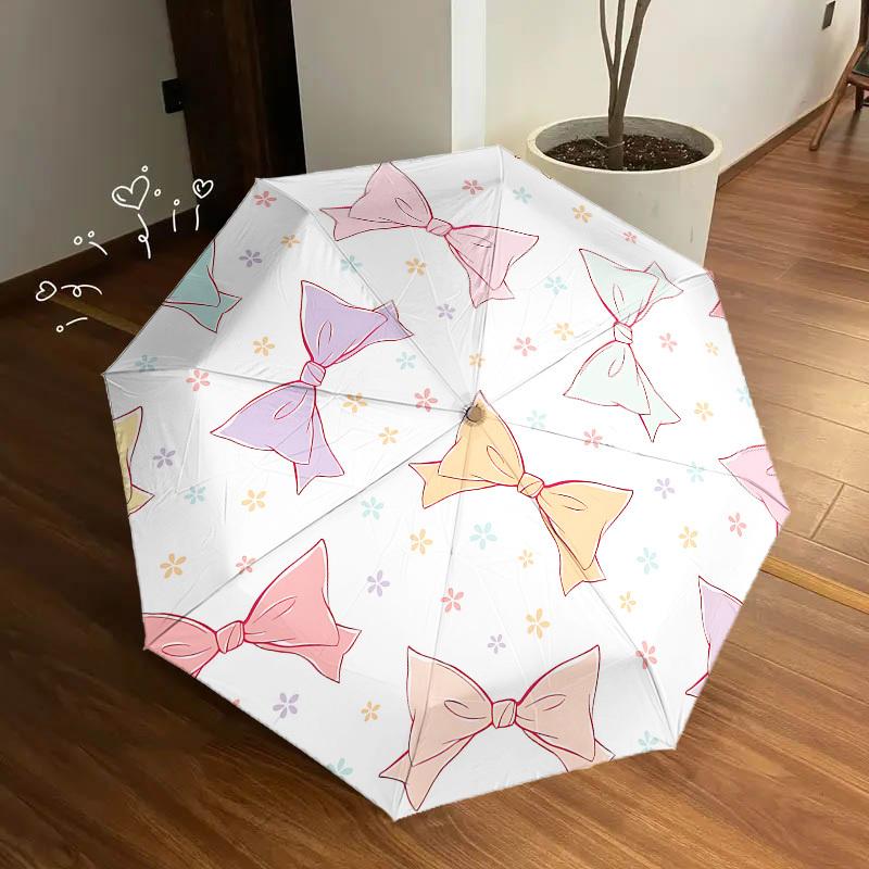 1pc Bowtie Pattern Themed Umbrella, 8 Rib Frame,Automatic Opening 3 Fold Umbrella, Lightweight and Durable Couple Umbrella-091