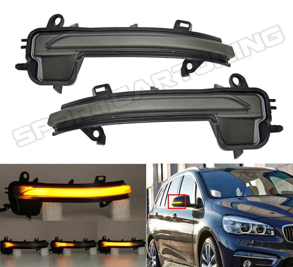 LED Flowing Door Mirror Sequential Dynamic Turn Signal Smoke Version 2 Series F45 F46 X1 Series F48 Vehicle Inspection OK