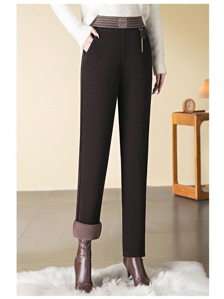 Women's European Velvet Harem Pants - Thickened, Elastic Waist, Petite, Winter 2024 Style
