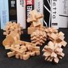 9pcs Beech Wood Kong Ming Lock Luban Lock Set Kids Educational Wooden Brain Teaser Puzzle Toys Intelligence Game GiftMX005