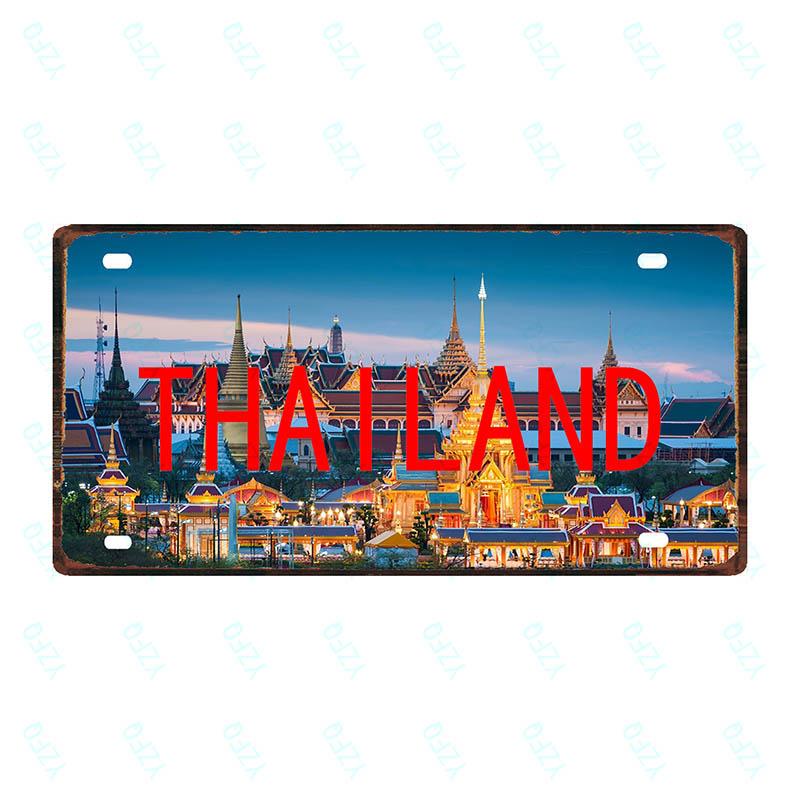 Spain Thailand France Chile City Metal Sign Tin PlateTravel Souvenir Vintage Poster Bar Wall Shop Home Decor 6x12 Inch DC-0109B
