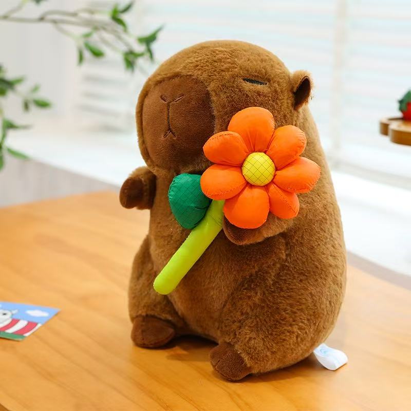 25cm Capybara Plush Simulation Capibara Anime Fluffty Toy Plant Stuffed Doll Holidays Props Decorative Throw Pillow for Kids