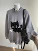 Kawaii Šedé Dámské Svetry Japonský styl Preppy Pletené svetry Cutecore Oversized svetry Sweet Harajuku Soft Girl