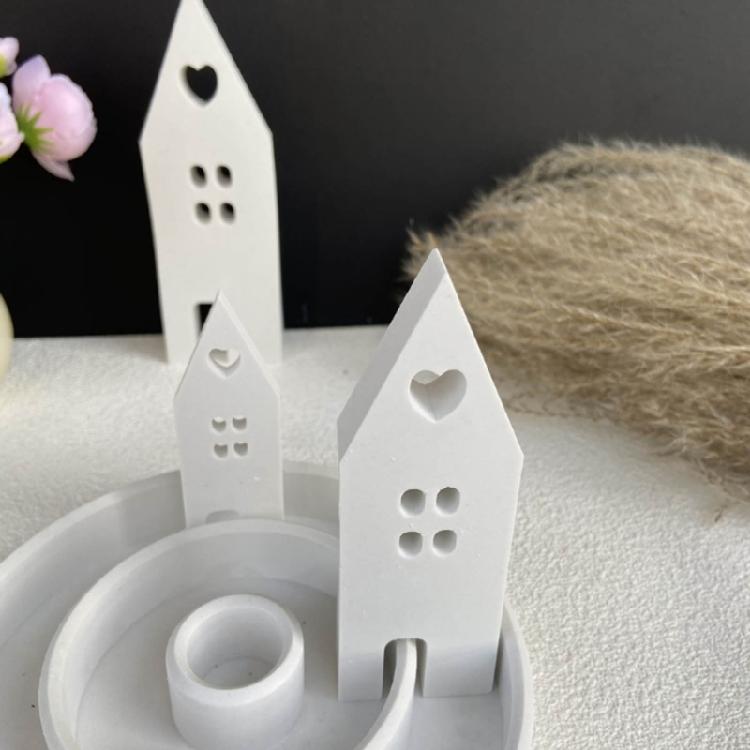 3 Pcs House with Window Silicone Mold DIY Scented Candle Mold House Resin Mould