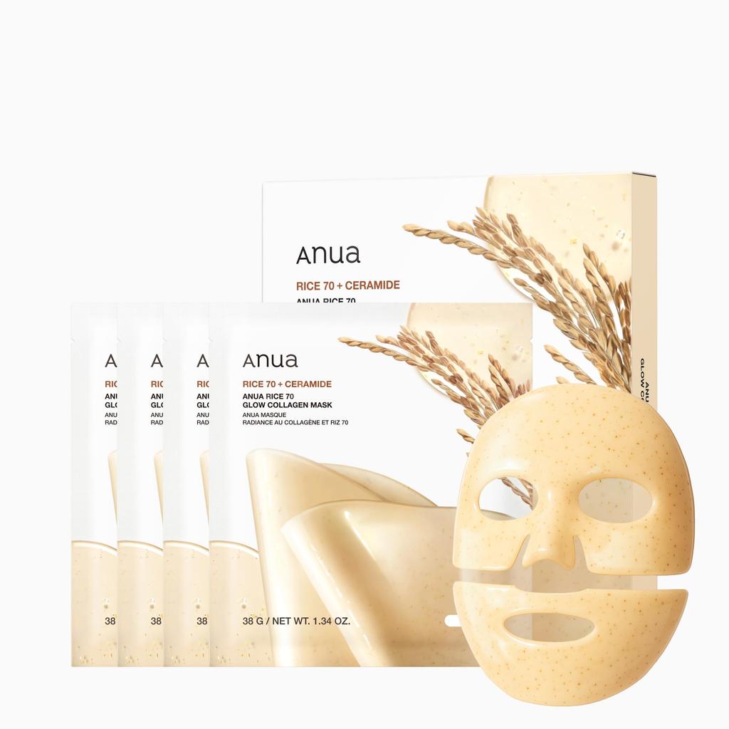 ANUA Rice 70 Glow Collagen Face Mask Moisturizing and Nourishing for Radiant Perfect for Dry and Combination This Rice Collagen Mask Pack Is a
