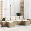 VidaXL 6-Piece Garden Sofa Set with Cushions Beige Poly Rattan Acacia 3348142