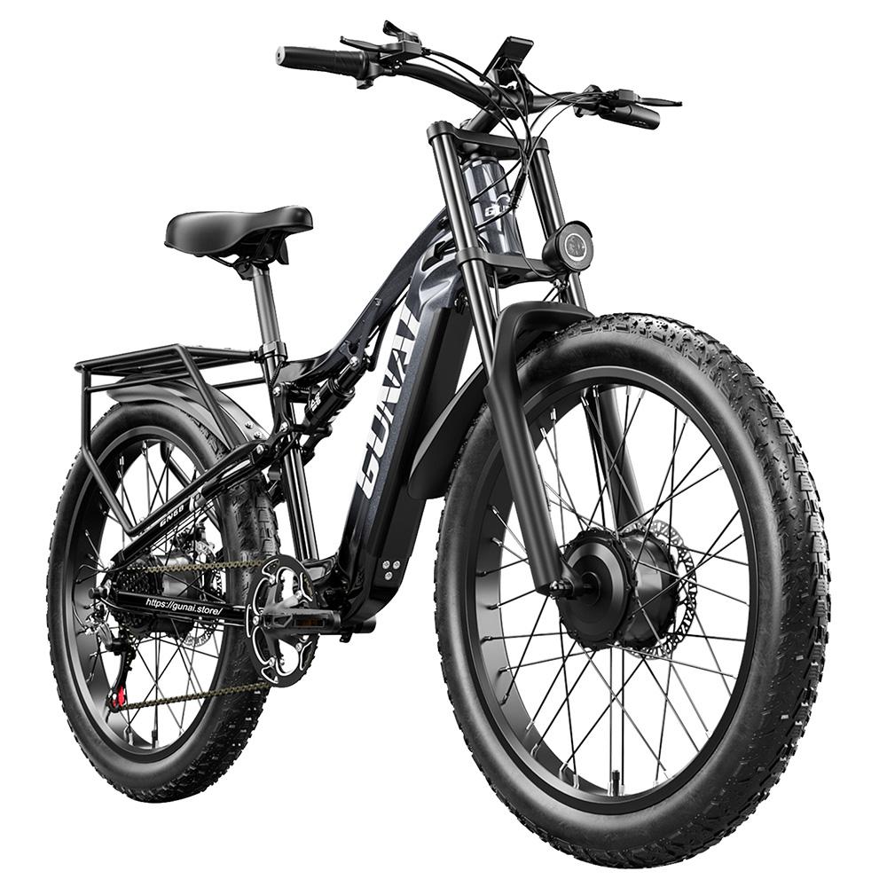 Vélo électrique GUNAI GN68, moteur 2*1000, batterie 48V 17.5Ah, pneus larges 26*3.0 pouces, vitesse maximale 50km/h, autonomie maximale 80km