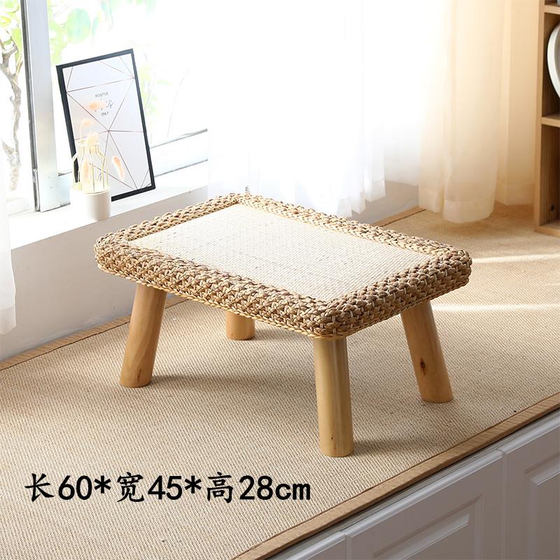 Handwoven Rattan Tea Table Japanese Tatami Style Small Space Coffee Stand Natural Living Room Furniture for Zen Decor