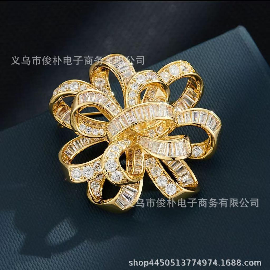 French haute couture large bow brooch corsage elegant suit pin high-end exquisite luxury pin accessories