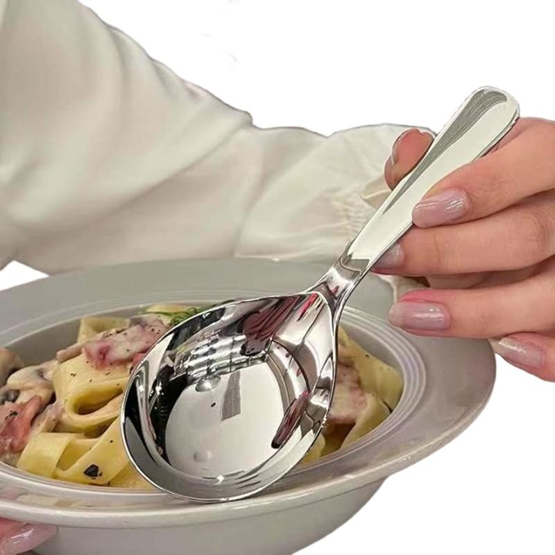 Stainless Steel Round Spoon Net Red Golden Dinner Long Handle Stirring Dessert Spoons For Kitchen Accessories Gadgets
