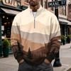 Men's Retro Corduroy Long Sleeve Shirt with Stand Collar and Pocket, Printed Casual Top
