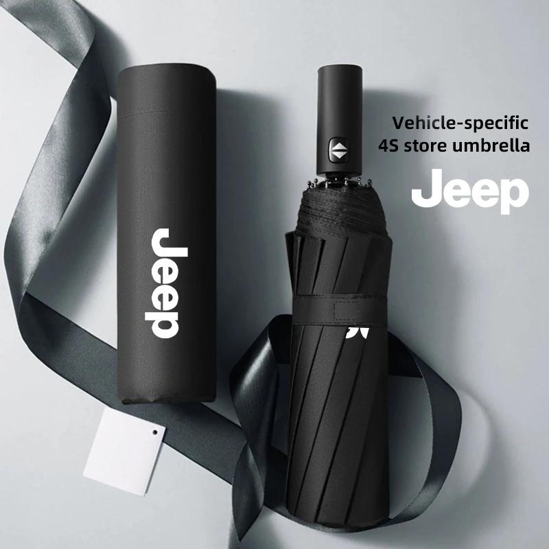 Pour Jeep Emblème de Voiture Parapluie Pliant Automatique Coupe-vent Pare-soleil Pour Jeep Grand Cherokee Wrangler JK Gladiator Compass Reneg