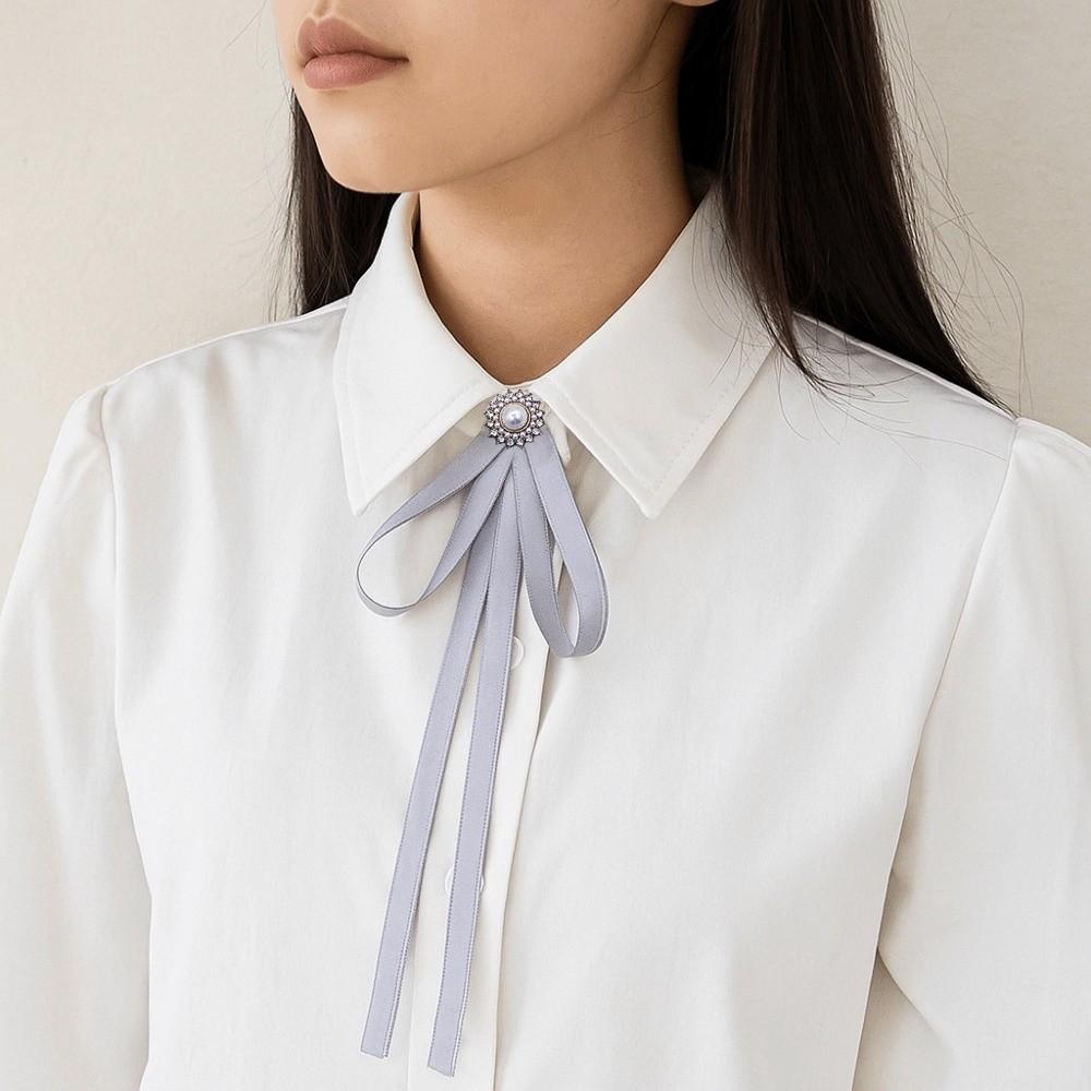 Business Ribbon Brooches Imitation Pearl Cravat Elegant JK Bow Tie  Shirt Accessory