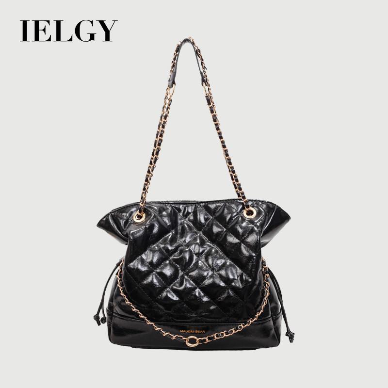 IELGY Oil Wax Leather Chain Underarm Bag Commuter Tote Bag
