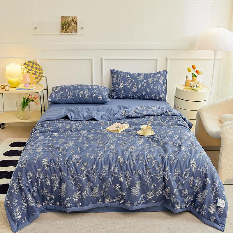 4PCS Thin Duvet for Summer Quilt Single/Double/Queen Size Comforter Printed Blanket Home Soft Bedspread Edredones (No Pillowcase)