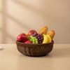 Round Rattan Style Storage Basket For Fruit Snack Bread In Living Room Kitchen