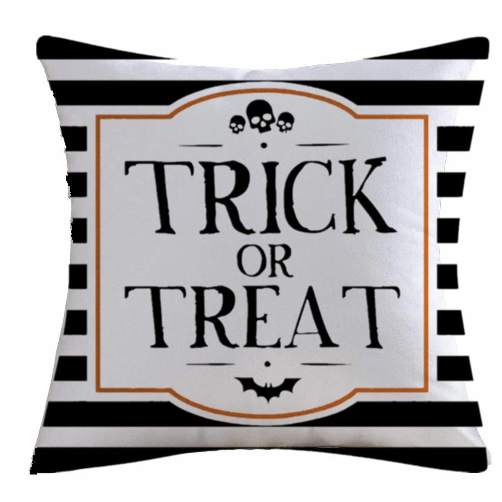Halloween Happy And Cute Ghost Pumpkin Bat Print Cushion Cover Home Living Room Sofa Decoration Pillow 45X45Cm