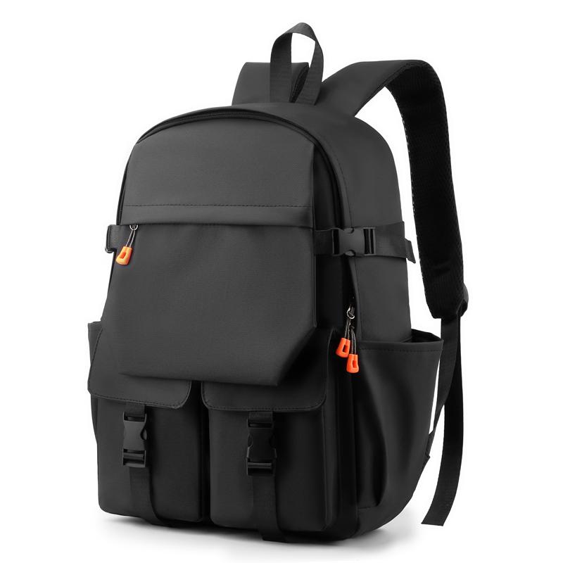 Men's Backpack Large Capacity Student Schoolbag Travel Backpack Solid Color Computer Bag