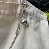 Vintage Metal Large Sphere Pendant Eye Catching Large Silver Sphere Hanging Decor Sophisticated Keychain Accessory