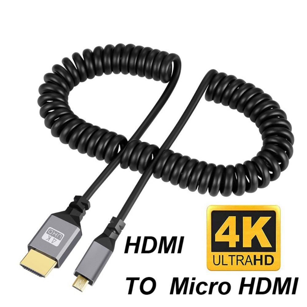 4K 60HZ Micro Mini HDMI TO HDMI Spiral Cable 0.5-2.4M Flexible HDMI-Compatible Spring Cable Extension Male to Male Plug Cable