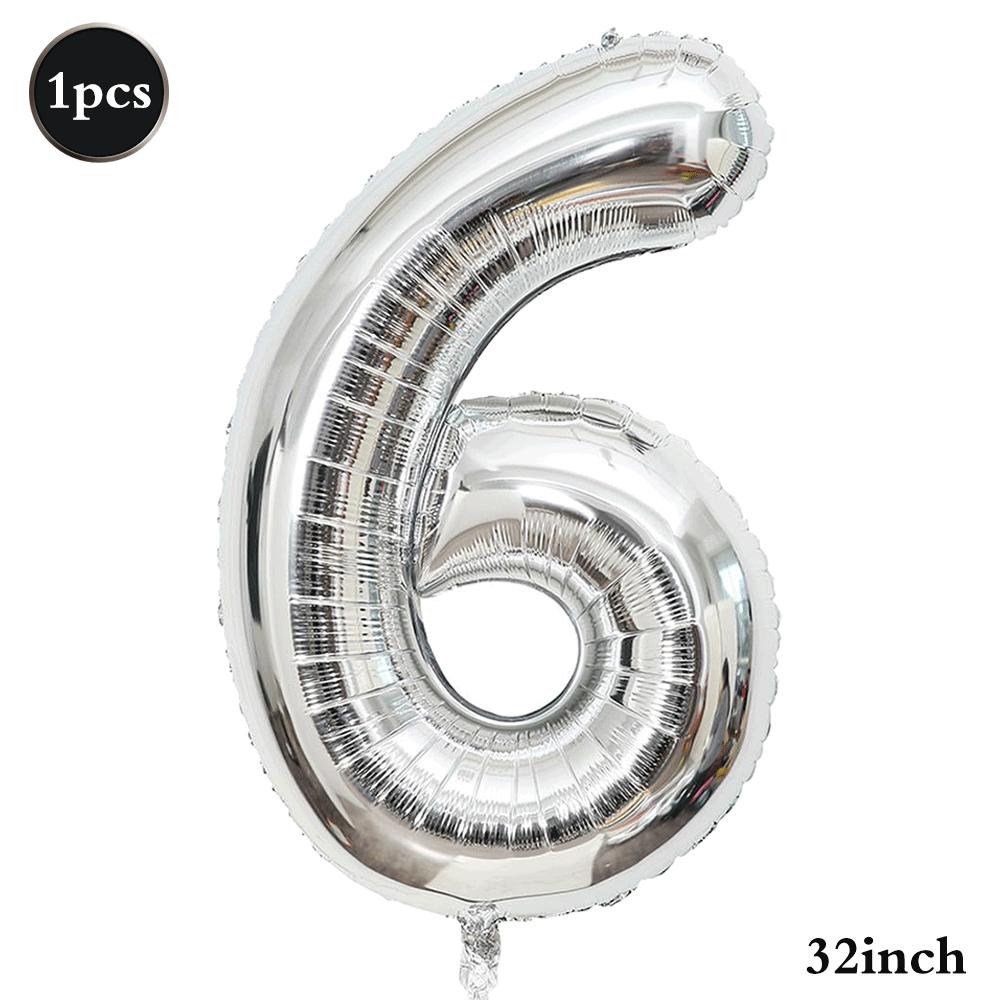 32inch Silver Number Foil Balloons Large Digit 0-9 Helium Globos Happy Birthday Party Decor Wedding Anniversary Graduation 2026