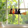 Elegant Colorful Cats with Broom Design Window Hanging Ornament Compacts Size Acrylic Suncatchers Home Garden Decors