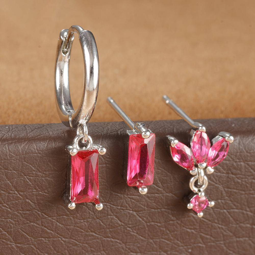

3PCS Vintage Stainless Steel Huggie Ear Piercing Earring Sets for Women Tiny Unique Pendant Square Hoop Earrings Fashion Jewelry