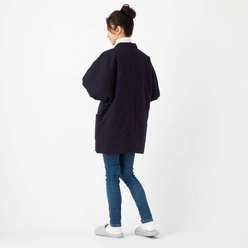 Watanosato Kurume-ori Dot Pattern Hanten (Hanten) in Navy and Red